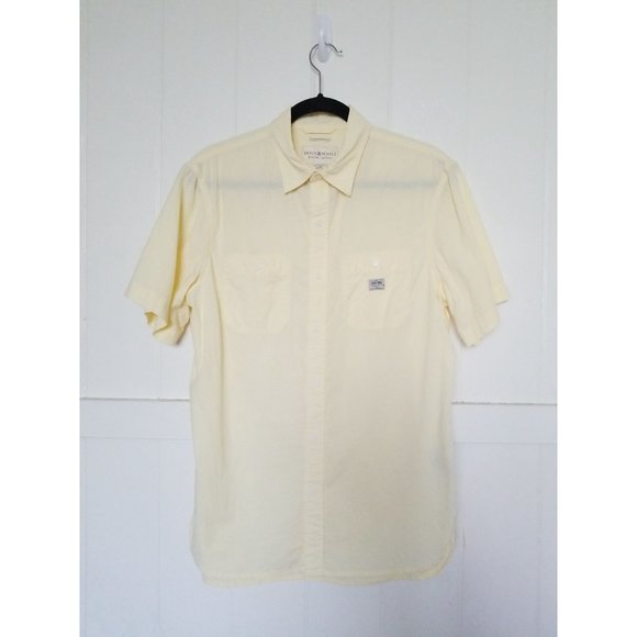 DENIM & SUPPLY Mens Regular Fit  S/S Button Front Logo Shirt M Light Yellow - Picture 5 of 8